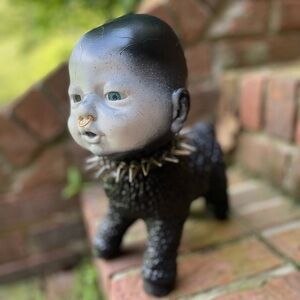 OOAK half lamb half baby doll with nose ring Art Sculpture creepy gothic
